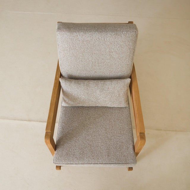 Wood French Lounge Chair + Pillow in the Manner of René Gabriel, 1940s - 2 Available For Sale - Image 7 of 11