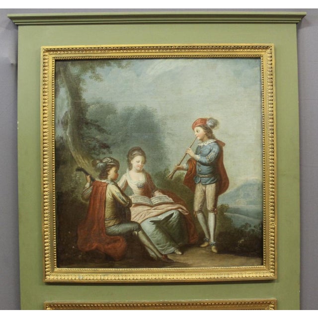Louis XVI Artist, Scene of Musicians, 1880s, Trumeau Painting, Framed For Sale - Image 6 of 15