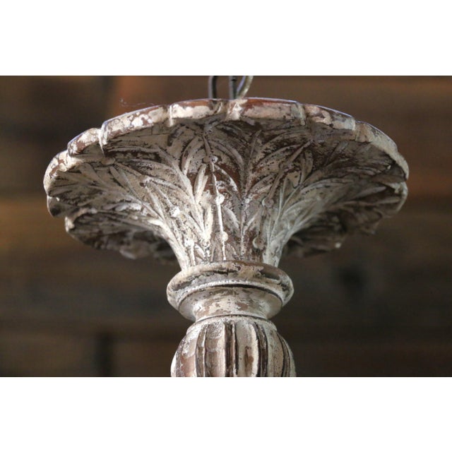 Wood 1940s Italian Rococo Revival Painted Wood & Gilt Wrought Iron 8-Light Chandelier For Sale - Image 7 of 18