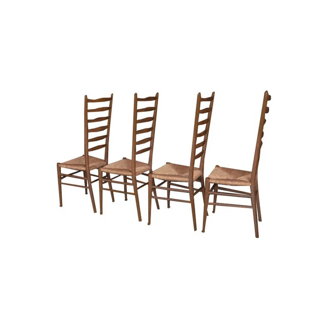 1960s Vintage Gio Ponti Style Italian Ladder Back Chairs - Set of 4 For Sale - Image 4 of 11