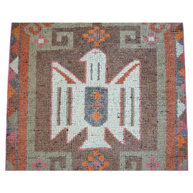 Vintage Turkish Runner Rug – Handwoven Wool in Boho Tribal Anatolian Motif For Sale - Image 10 of 12