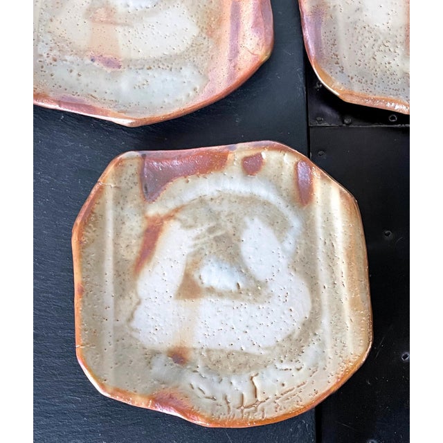 Ceramic Set of Five Yohen-Kin Shino Ceramic Plates by Suzuki Tomio For Sale - Image 7 of 17