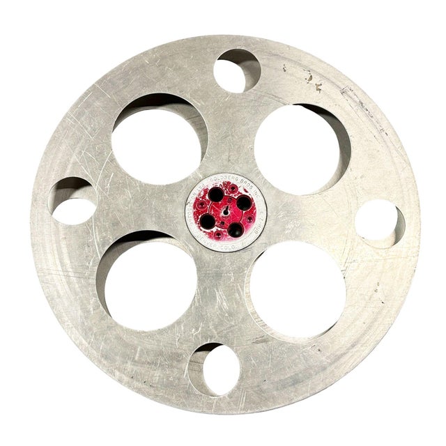 Mid-century 26" 35mm Movie Reel Aluminum by Goldberg out of Denver Co. Commonly used in film and later the television...