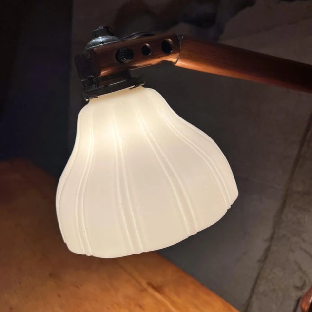 1940s 1940s Articulating Clamp Lamp for Table Desk Oak Wood For Sale - Image 5 of 12