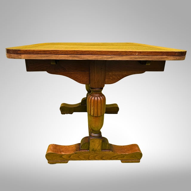 Oak Draw Leaf Table in English Jacobean Revival-Style Circa 1930s For Sale - Image 4 of 18