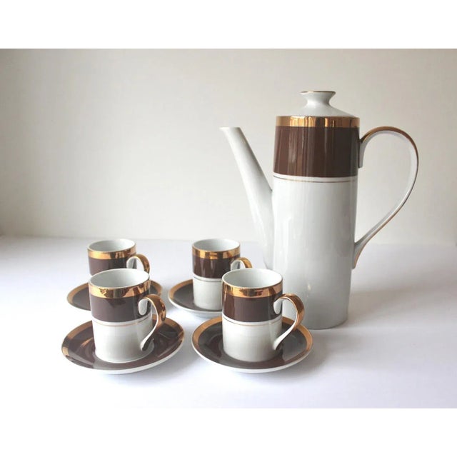 Ceramic 1960s Mikasa 920 Brown Gold White Coffee Set Espresso Cups and Saucers Set- 10 Pieces For Sale - Image 7 of 12