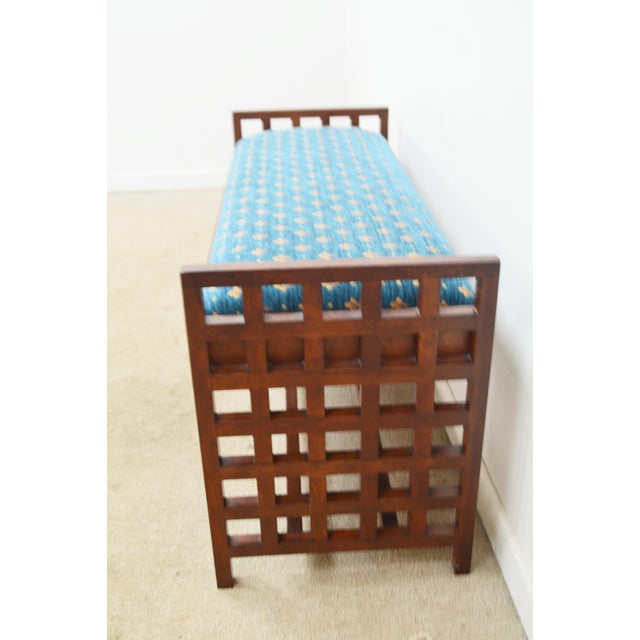 Stickley Bench. Store item #557. It features solid wood construction and upholstered seat.