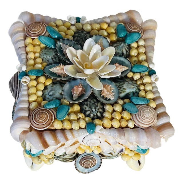 1980s Fabulous Sea Shell Encrusted Gift Box For Sale