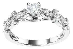 14K White Gold 1/2 Cttw Diamond Vintage Style Engagement Ring (G-H Color, VS2-SI1 Clarity) - Size 7