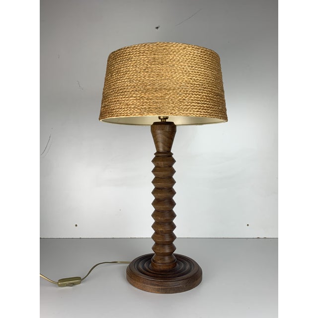 Modern French Turned Wood Table Lamp by Charles Dudouyt, 1930s For Sale - Image 9 of 17