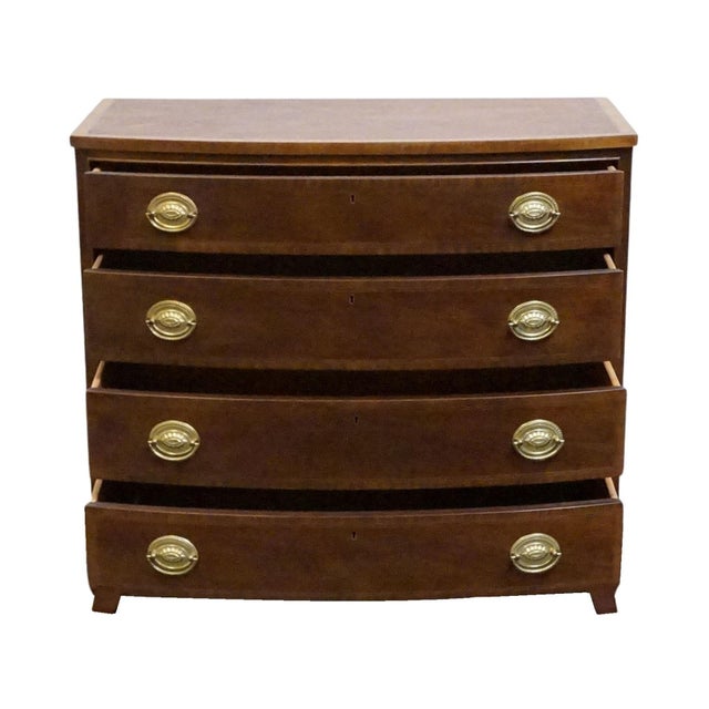 Late 20th Century Councill Craftsman Banded Mahogany Traditional Duncan Phyfe Style 34" Four Drawer Chest For Sale - Image 5 of 12