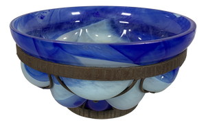 Bowl in Blown Glass and Wrought Iron by André Delatte for Daum, 1930s