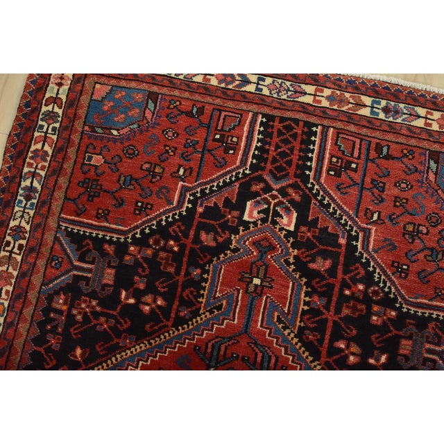 Zanjan Rug 3’7” X 5′ Blue Wool Vintage Tribal Hand-Knotted Oriental Carpet For Sale In Philadelphia - Image 6 of 12