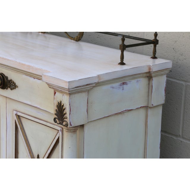 Karges Furniture Vintage Karges Neoclassical Painted Sideboard With Brass Gallery Rail | Louis XVI Style, 1950s For Sale - Image 4 of 18
