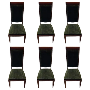 Gaston Poisson Numbered French Art Deco Dining Chairs - Set of 6