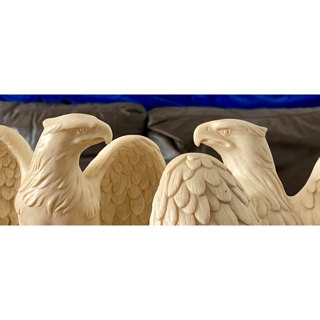 1970s Vintage Alabaster American Eagles - A Pair by Italian Sculptor A. Giannelli For Sale - Image 5 of 9