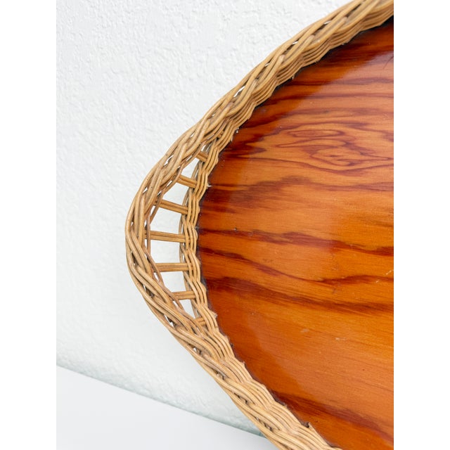 Brown Antique Oval French Wicker Tray, Early 20th Century For Sale - Image 8 of 14