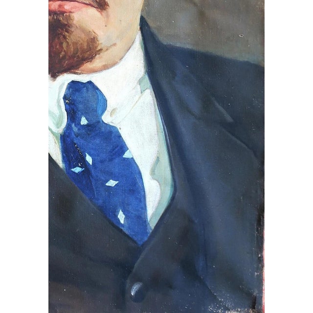 Lenin Portrait, Antique Oil Painting, Socialist Realism Soviet Art 150-103 For Sale - Image 6 of 6