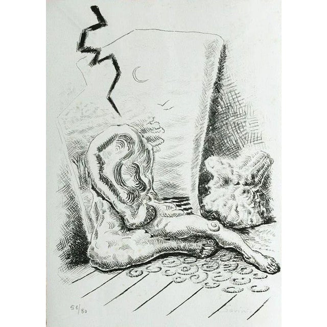 The man in the Well - Original Lithograph by A. Savinio - 1946 1946 For Sale - Image 3 of 3