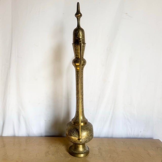 Mid 20th Century Moorish Etched Brass Pitcher/Ewer/Aftaba/Surahi For Sale In Miami - Image 6 of 12