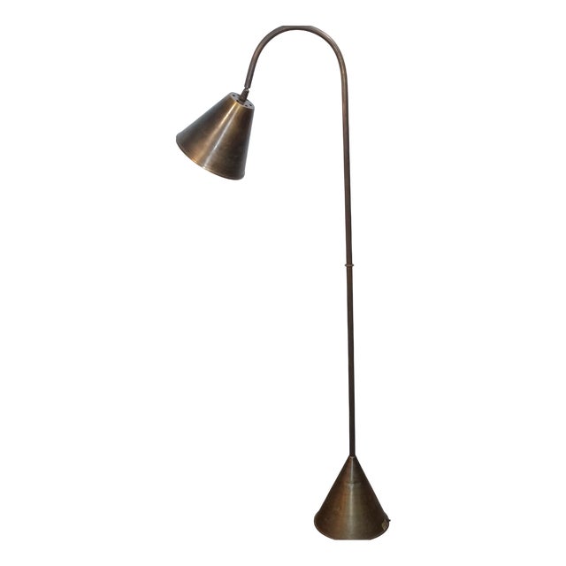 Brass Floor Lamp by Jacques Adnet for Valenti, 1960s For Sale