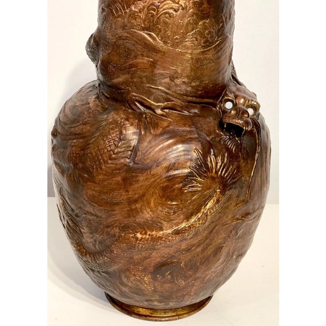 Late 19th Century Japonisme Dragon Motif Copper Clad Vase by Bretby Pottery For Sale In Greensboro - Image 6 of 8