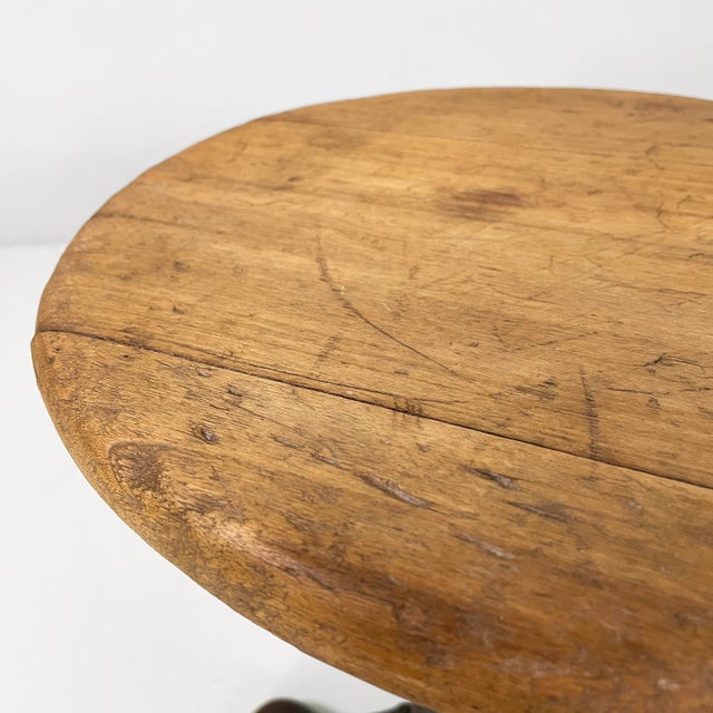 Industrial Italian Wood and Cast Iron Stool by Singer, 1930s For Sale - Image 4 of 14