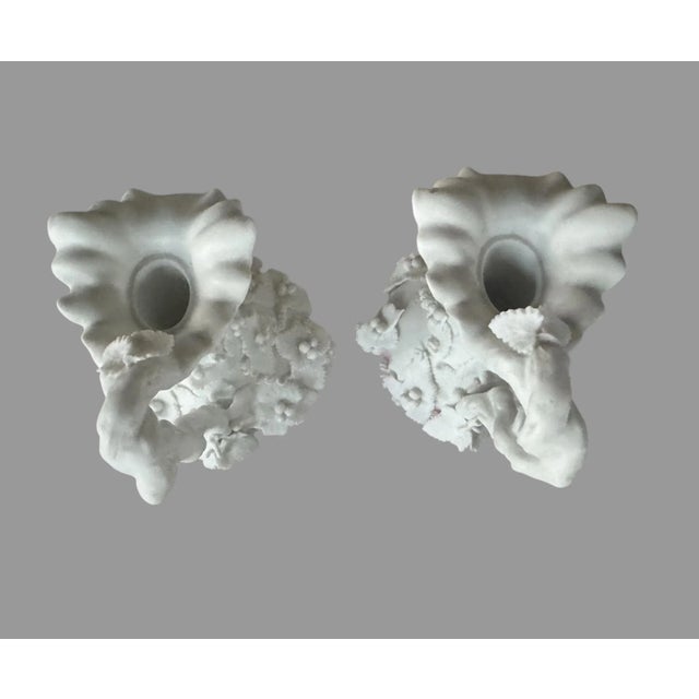 Pair of Antique Parian Bisque Porcelain Grape & Leaf Decorated Ewers For Sale - Image 10 of 12