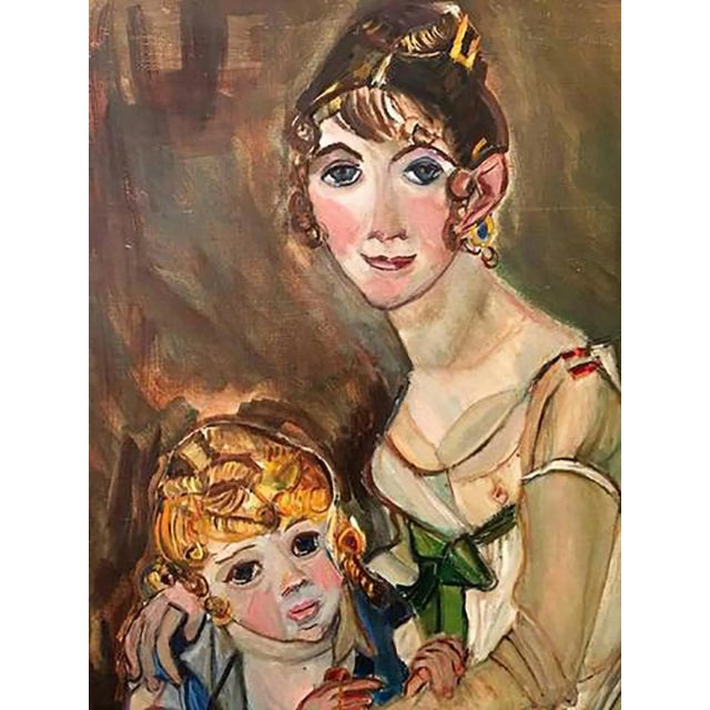 Mid-Century Modern 1970s Wyona Diskin Signed Modern Painting of Baroque Woman and Child For Sale - Image 3 of 7