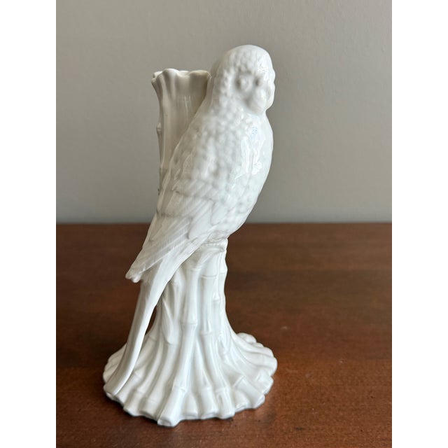 Fitz and Floyd White Porcelain Parrot Candleholders, a Pair For Sale - Image 9 of 12