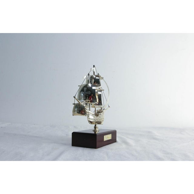 1980s French Decorative Model Silver Boat on Pedestal, 1980 For Sale - Image 5 of 7