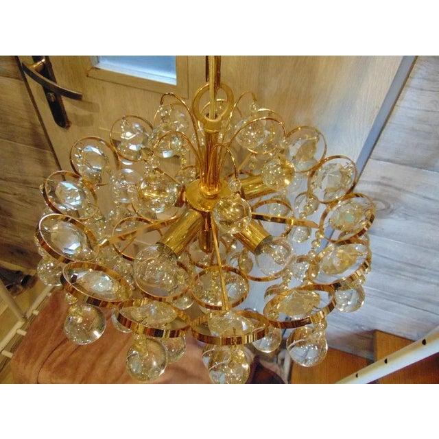 Gilded Brass Chandelier by Christoph Palme for Palwa, 1960s For Sale - Image 4 of 12