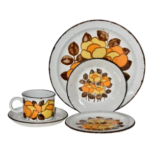 1980s Stonehenge Midwinter Summer Dinner Plate Desert Plate Bowl Mug/Saucer Set- 5 Pieces