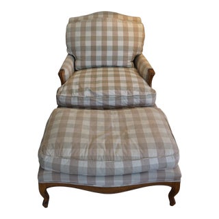 French Bergere Chair and Ottoman For Sale