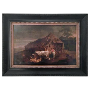 17th Century Antique Dutch Old Master Barnyard With Farm Animals Painting