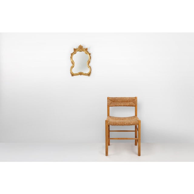 France / 1950 / mirror / resin, plaster / Baroque / Rococo / Mid-century French gilded mirror with romantic acanthus...