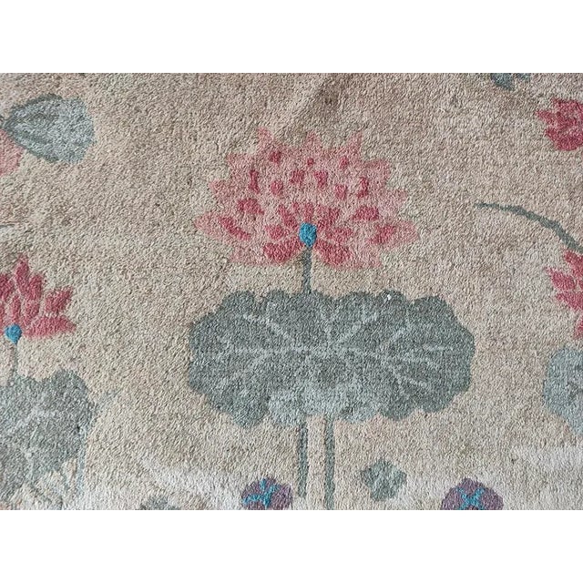 1920s 1920s Ivory Dragonfly Antique Round Chinese Art Deco Carpet 3' X 3' Knotted Wool Rug For Sale - Image 5 of 6