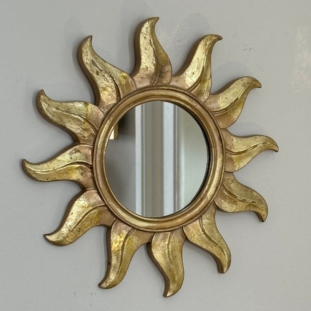 Vintage Late-20th Century Sunburst Wall Mirror For Sale - Image 4 of 12