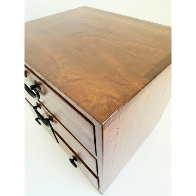Brown Vintage Tabletop Tansu Chest, Japan For Sale - Image 8 of 13