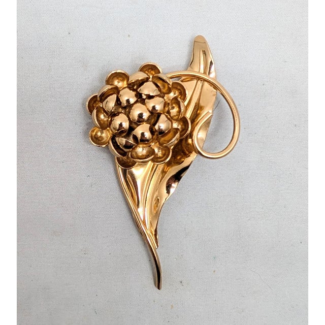 Mid-Century Modern Vintage 1968 Signed Napier Goldtone 3d Thistle Brooch For Sale - Image 3 of 8
