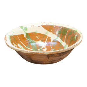 Rustic Glazed Pottery Serving Bowl