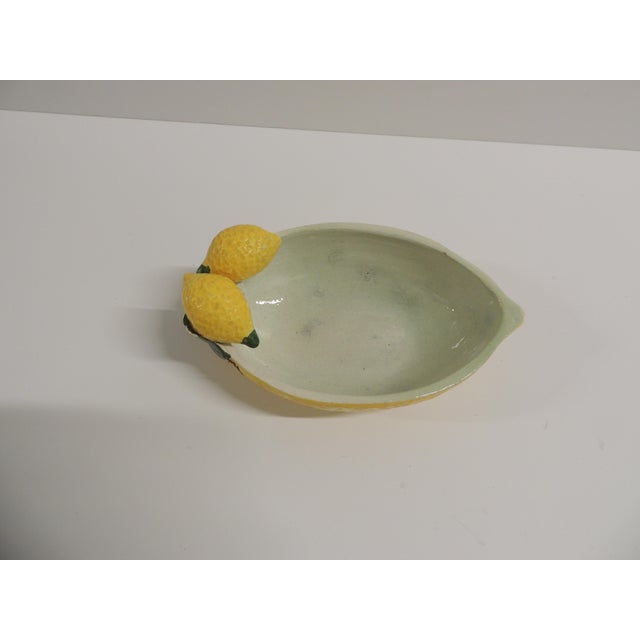 Campaign Vintage Majolica Pottery "Lemons" Soap Dish For Sale - Image 3 of 5