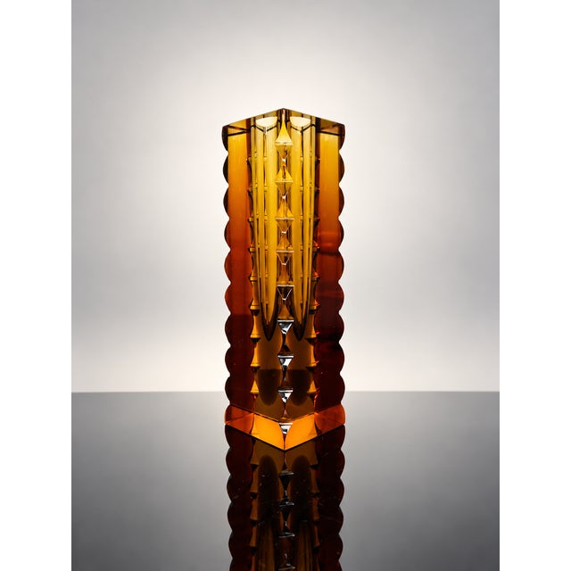 Yellow Amber Art Glass Vase by Oldřich Lipský for Exbor, Czechoslovakia, 1960s For Sale - Image 8 of 8