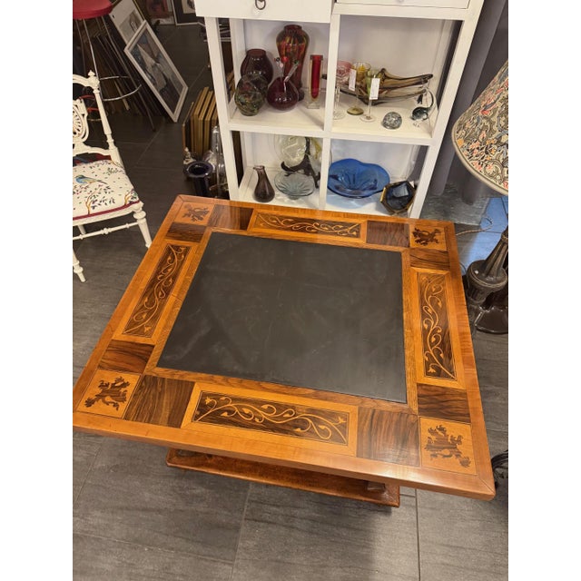 Wood Jogl Table with Slate Top and Inlays For Sale - Image 7 of 12