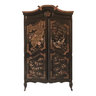 20th-Century Chinese Hand-Painted Wardrobe/Wardrobe For Sale
