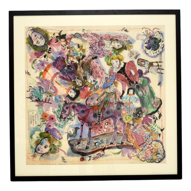 Bettina, Dolls and Toys, 1973, Watercolor, Framed For Sale