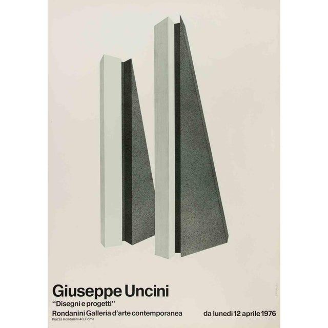 Vintage offset poster realized after Lucio Del Pezzo for the Artist's Exhibition at Galleria Rondanini, Rome. Excellent...