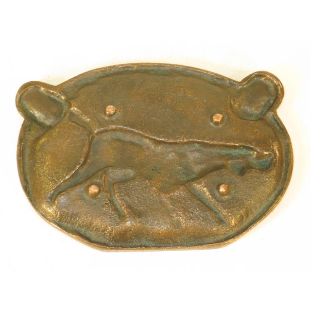 This antique ashtray art plaque is a solid bronze piece featuring a hunting dog tobacco fishing sport design. Made in the...