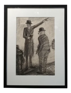 1930s Carl Hugo Beetz "The Preacher" California Regionalist Drawing