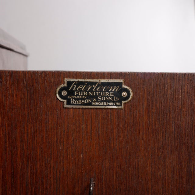 Wood Arts & Crafts Style Carved Oak Cellaret with Figural Cast Phoenix Hardware C1910 For Sale - Image 7 of 12